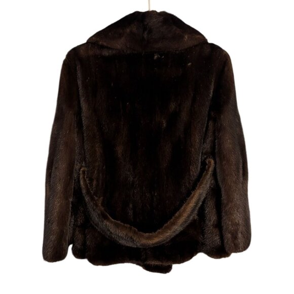 Roy H. Bjorkman Vintage Brown Mink Fur Double-Breasted Car Coat Collar pockets - Picture 15 of 16